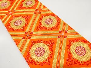 アンティーク　斜め格子に華紋模様織り出し子供帯（材料）